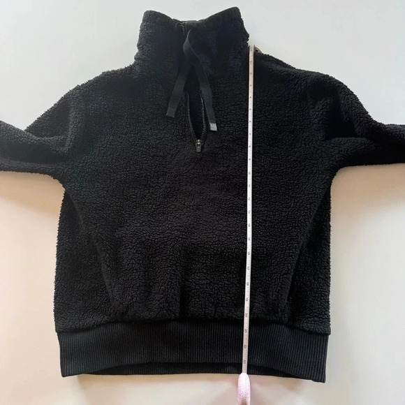 ATHLETA-Funnel Neck-Black-Sherpa Pullover- Cozy- Oversized-Athleisure-Women’s XS - Picture 12 of 14